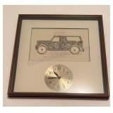 Framed Ford Bronco Clock & Watch Parts 21.5x21.5
