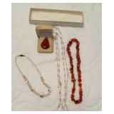 Group of Fashion Jewelry , Amber pendant &