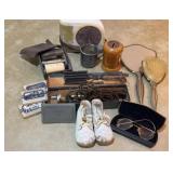 Shaving kit, hair curlers, Baby Shoes & more
