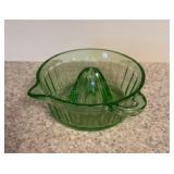 Green Depression Glass Juicer