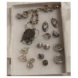 Silver Tone Earrings & Necklaces