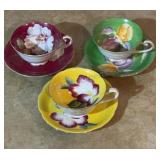 Japanese Hand Painted Tea Cups & Saucers