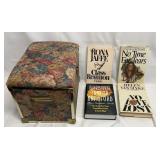 4 books and the floral box