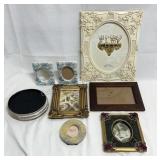 7 picture frames and a candle base