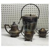Plated Ice Bucket, Tea Pot, Cream & Sugar