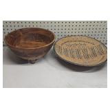 Decorative Kenyan Dish & Wooden Salad Bowl