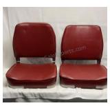 2 red fold up boat seats
