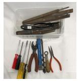 Multiple hand tools and container of files