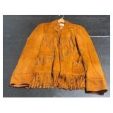 Vintage Brown Leather Fringe Jacket