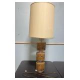 Mid century Cork Block Table Lamp 40 inches Tall