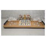 Decorative Bar Trays w/ Glasses