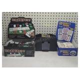 Poker Set, Card Shuffler, Dominos