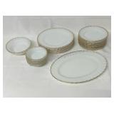 Anchor Hocking gold trim white dishes 25 pcs
