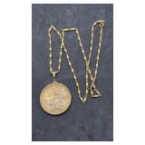 1889 Morgan Dollar & Gold Tone Chain