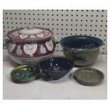Art  Pottery Pieces (Lid has small chip)