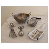 Vintage Metal Strainer and Assorted Kitchen