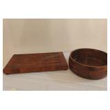 Butcher Block Cutting Board and Large Bowl