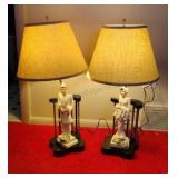 Pair of Asian Inspired Table Lamps-Hands chipped