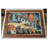 Framed Metal Lionel Trains Sign 14x19