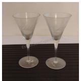 Pair of Vintage Etched Glasses