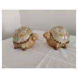 Pair of Glazed Pottery Turtles