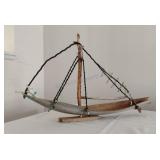 FOLK ART Driftwood Hand Crafted Sail Boat 17x24