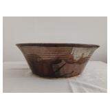 Large Signed Drip Pottery Bowl