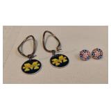 Sterling 925 U of M Pierced Earrings