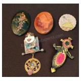 Olive Wood/Assorted Brooches