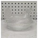 Glass Hen on a Nest 7in