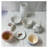 Various bowls, plates and candle holder.