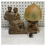 Art deco figural soldier & girl Lamp