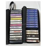 Cassette tapes, various artists in leather case.