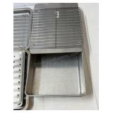 2 broiler pans, slide top cake pan and cooling