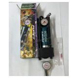 Foot pump with gauge, ball needle.