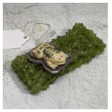 Vintage Carved Bone Frog Bracelet marked sterling