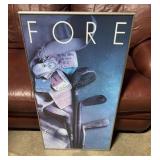 Framed FORE Golf Poster 21x37