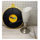 Modernist Wall Clock & Conical Lamp