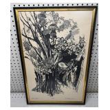 M. Estus Numbered Block Print 13/50 Full Bloom