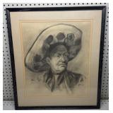 Original Signed Charcoal Portrait 22.5x25.5