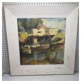 Original Signed E. White Painting on. Board 31x31