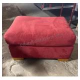 Red Suede Upholstered Ottoman
