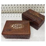 Set of Two Carved Wooden Jewelry Boxes