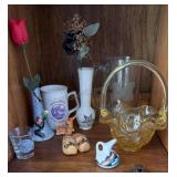 Glass Basket & Group of Smalls