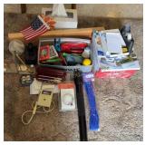 Group of office supplies, Mag Lite & more