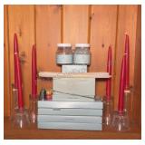 Candle Holders & Assortment of Partlite Candles