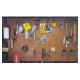 Contents of Garage Peg Board Wall