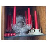 Group of candles & holders