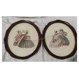 Vintage Oval Framed Cross Stitch Art 15x12