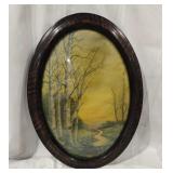 Vintage Bubble Glass Framed Art 23x16